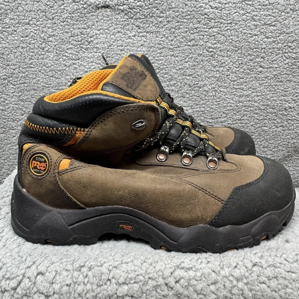 Timberland PRO TiTAN Boots Mens Size 8.5 Brown Nubuck Safety Toe Work Boots